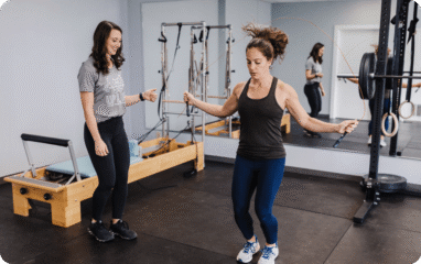 Woman doing pelvic floor physical therapy exercises in San Antonio clinic