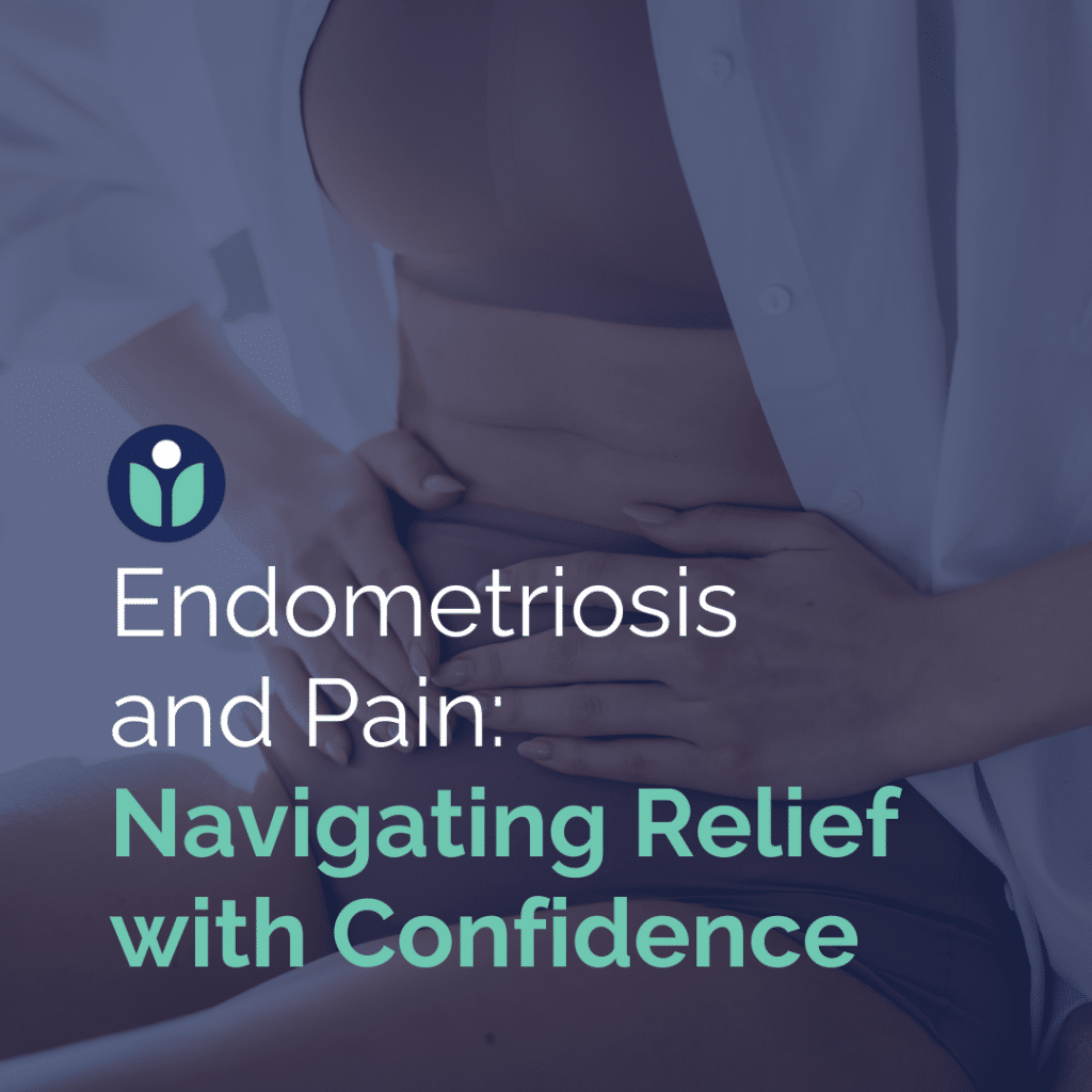 Woman holding her abdomen in discomfort due to endometriosis pain.