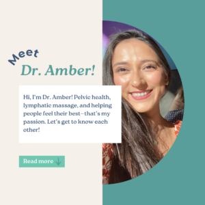 Dr. Amber smiling, with text overlay that says 'Meet Dr. Amber' and a brief intro statement about her.